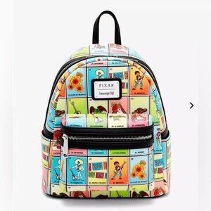 Loungefly Disney Pixar Coco Character Lotería Cards Allover Print Mini Backpack